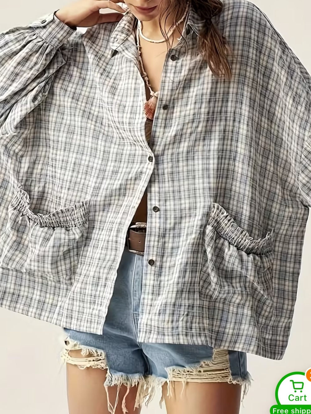 Oversized 3/4 sleeve shirt